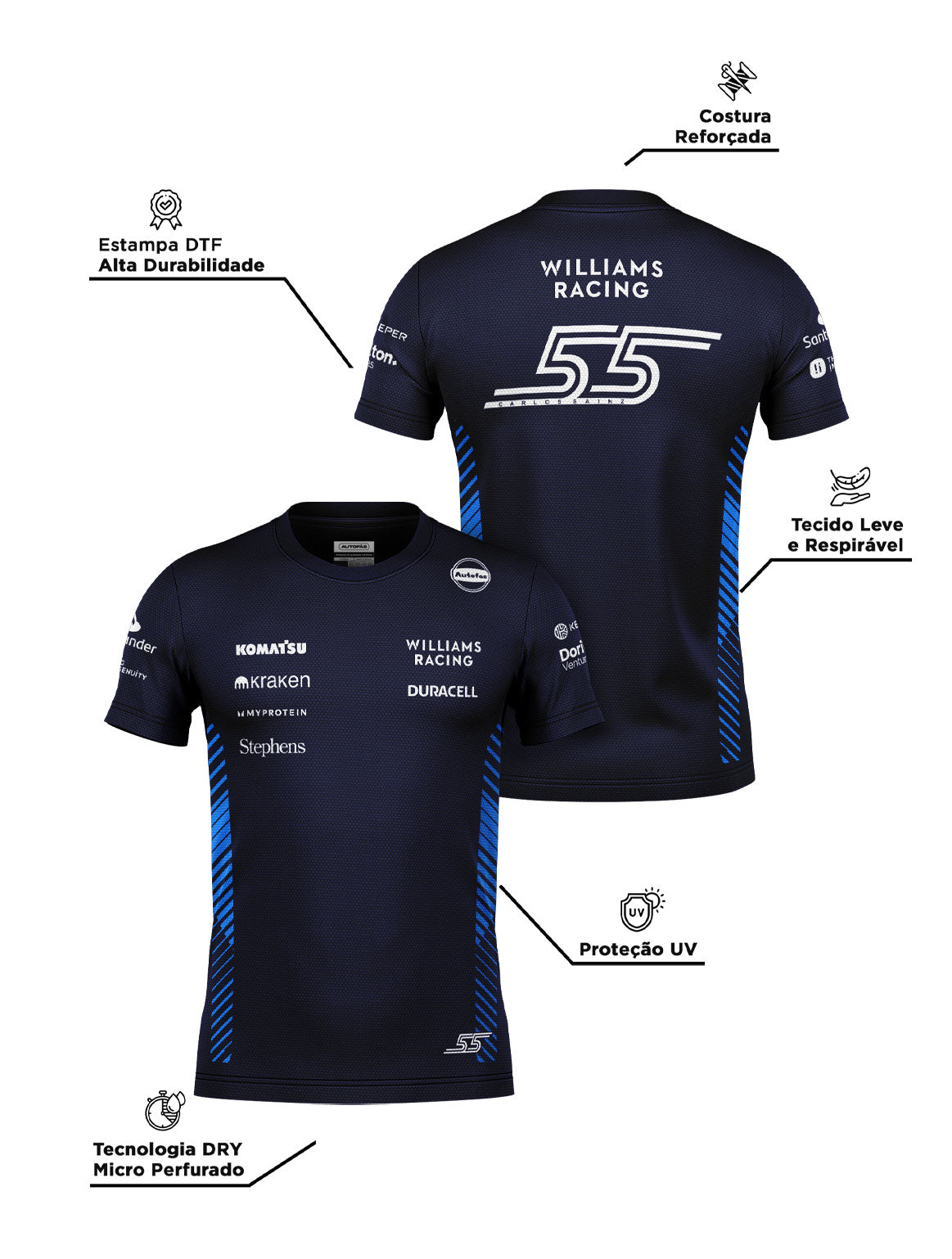 Camiseta Dryfit Williams Carlos Sainz Azul Marinho 2025