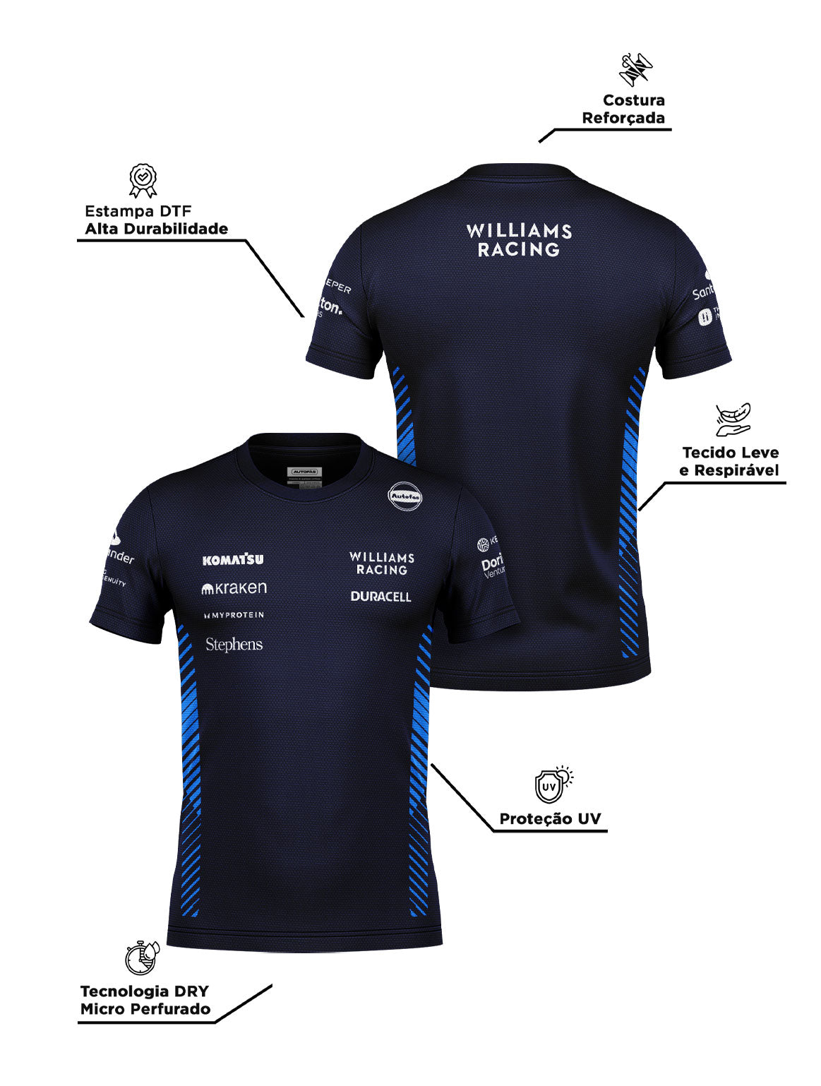 Camiseta Dryfit Williams Equipe Azul Marinho 2025