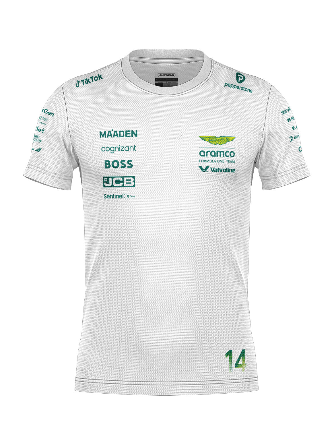 Camiseta Dryfit Aston Martin Fernando Alonso Branco 2025