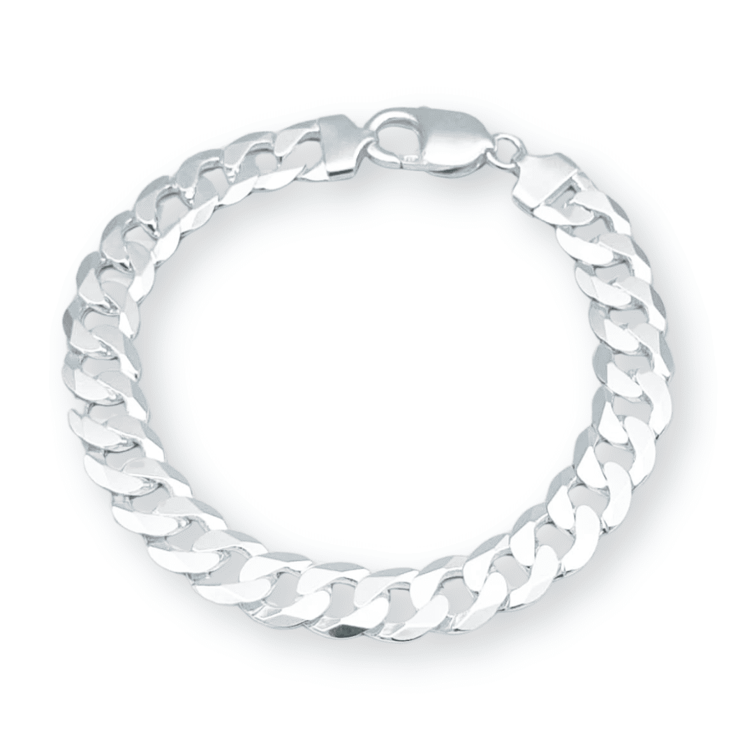 925er Silber Schweizer Figaro-Armband mit 6 bis 8 mm Zirkonia