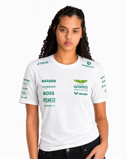 Camiseta Algodão Aston Martin Equipe Branco 2025