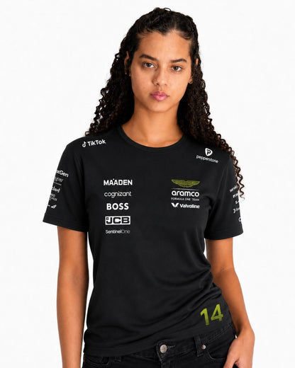 Camiseta Algodão Aston Martin Fernando Alonso Preto 2025