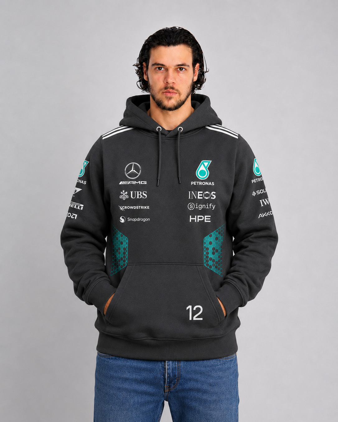 Moletom Canguru Kimi Antonelli Mercedes AMG 2026 Preto