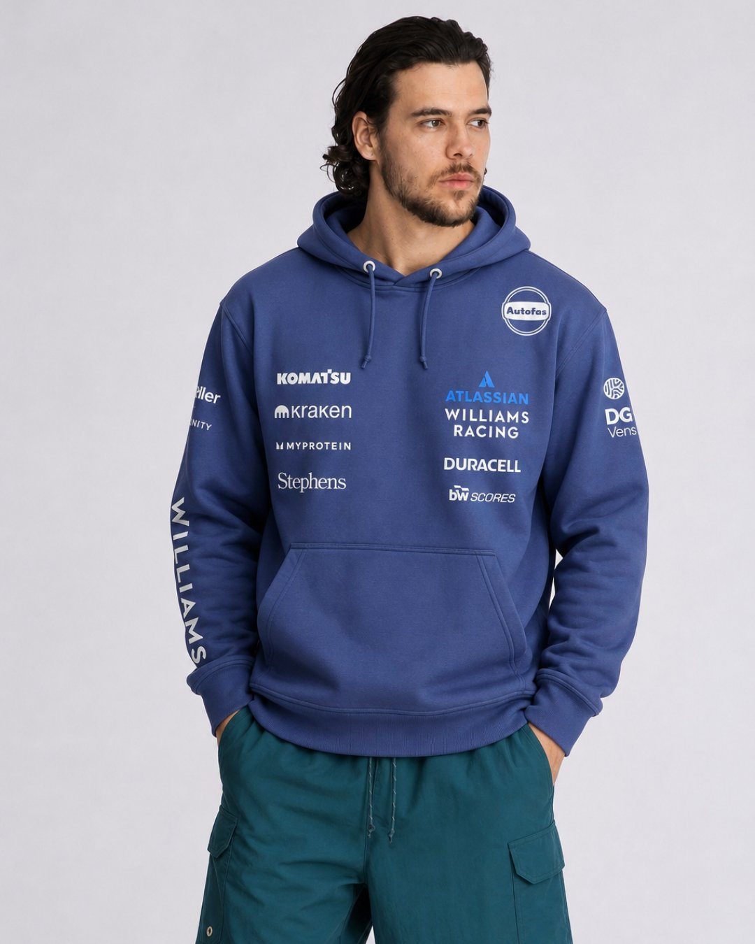 Moletom Canguru Williams Alex Albon 2025 Azul Marinho