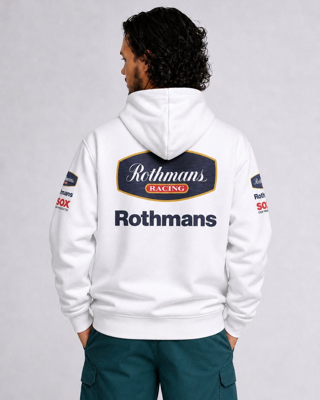 Moletom Canguru Wlliams Retrô Rothmans Racing Branco